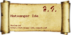 Hatvanger Ida névjegykártya